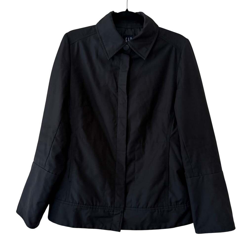 GAP Black Snap Button Jacket Medium Utility Trench Minimalist Smart Casual